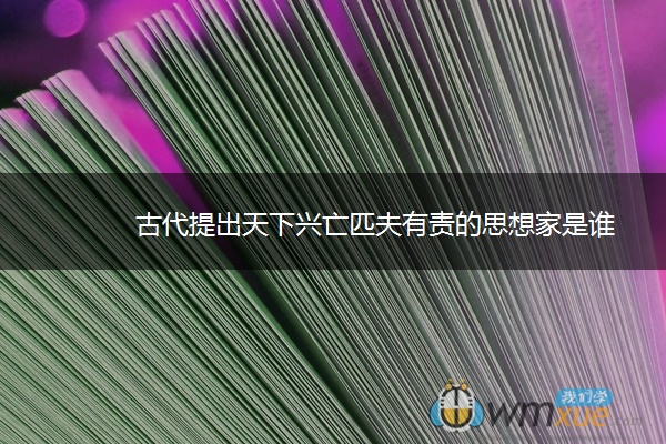 古代提出天下兴亡匹夫有责的思想家是谁