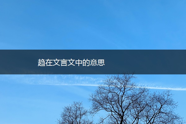 趋在文言文中的意思