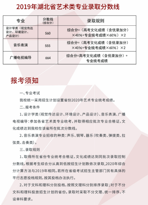 2020荆楚理工学院艺术类招生简章