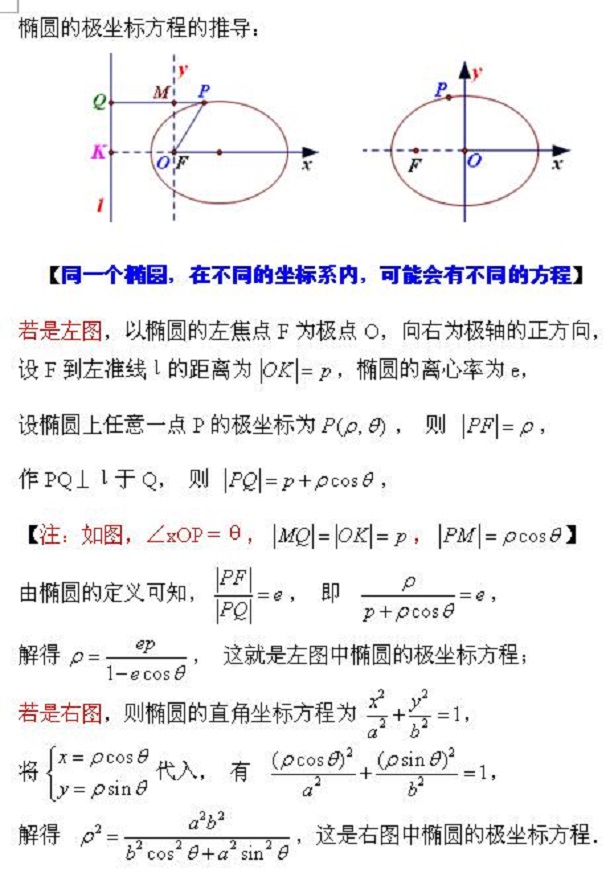 椭圆极坐标方程