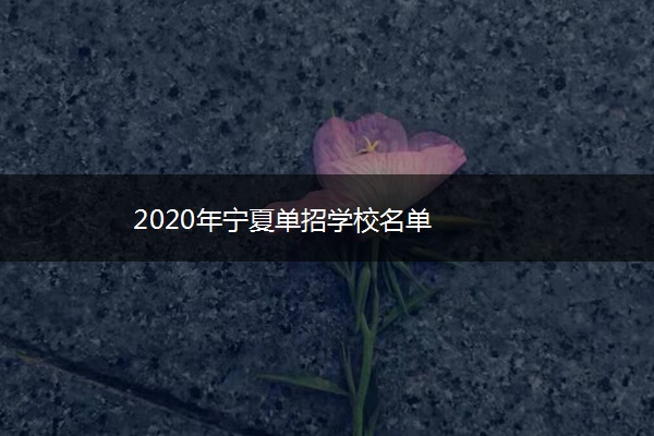 2020年宁夏单招学校名单