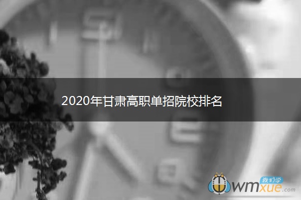 2020年甘肃高职单招院校排名