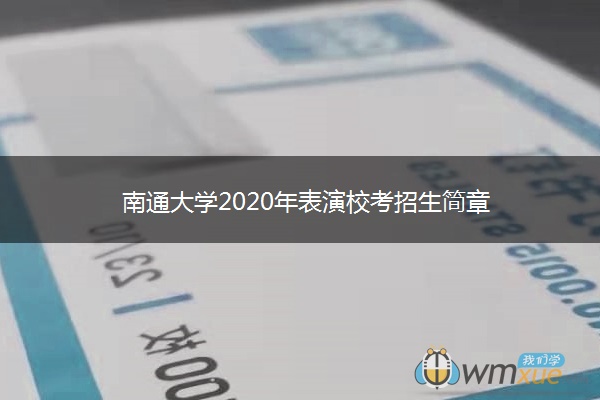 南通大学2020年表演校考招生简章