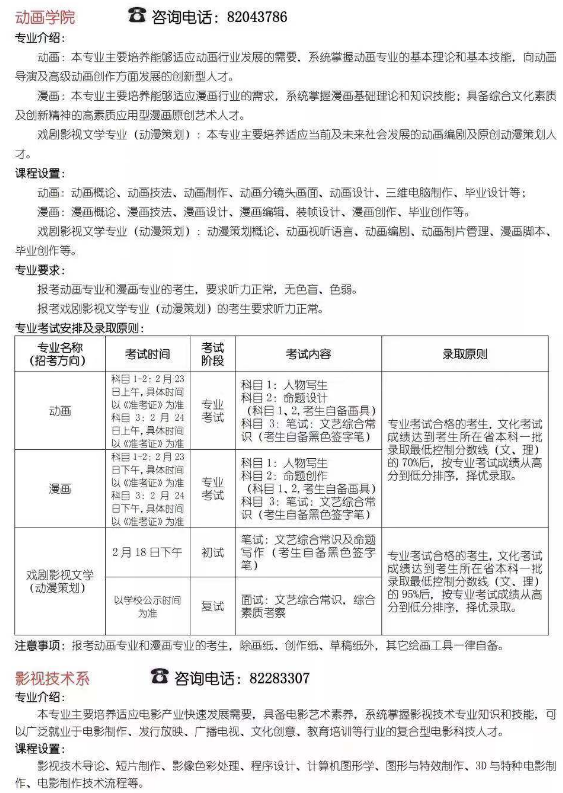 2020北京电影学院艺术类招生简章