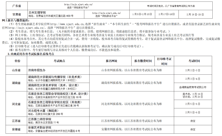 新疆艺术学院2020年艺术类招生简章