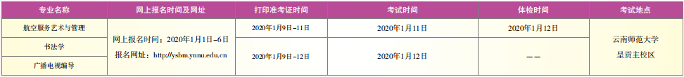 2020云南师范大学校考报名及考试时间