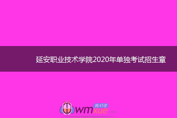 延安职业技术学院2020年单独考试招生章程