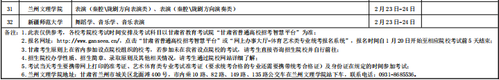 2020各大高校甘肃考点校考时间安排