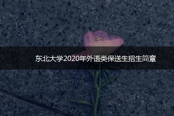 东北大学2020年外语类保送生招生简章