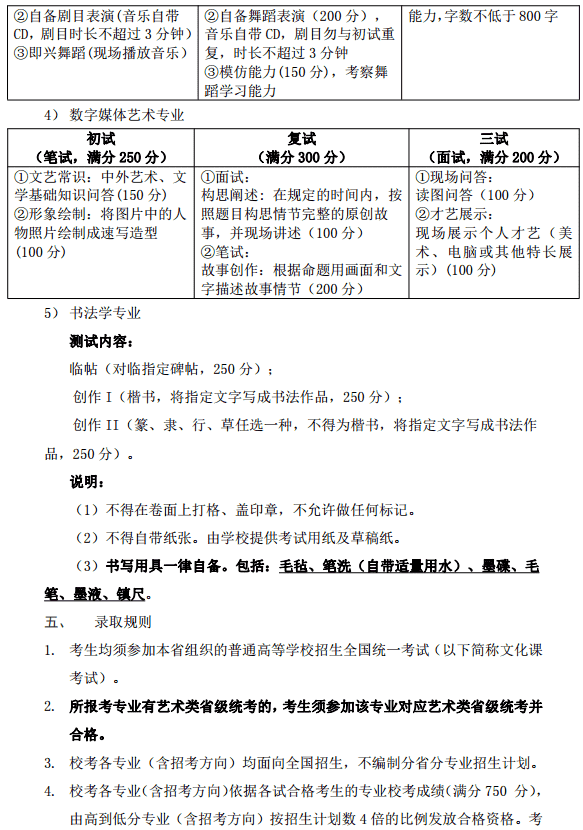 北京师范大学2020年艺术类招生简章及计划