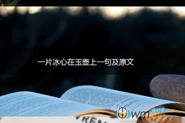 一片冰心在玉壶上一句及原文