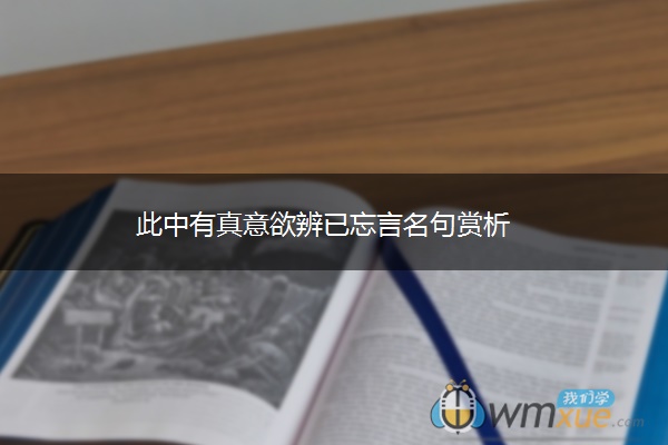 此中有真意欲辨已忘言名句赏析