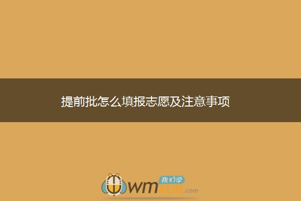 提前批怎么填报志愿及注意事项