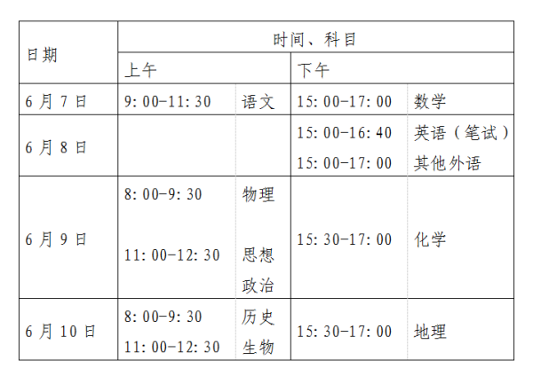 新高考考几天考什么科目