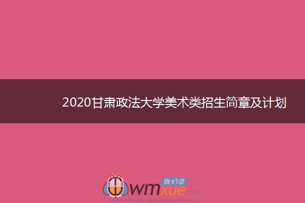 2020甘肃政法大学美术类招生简章及计划