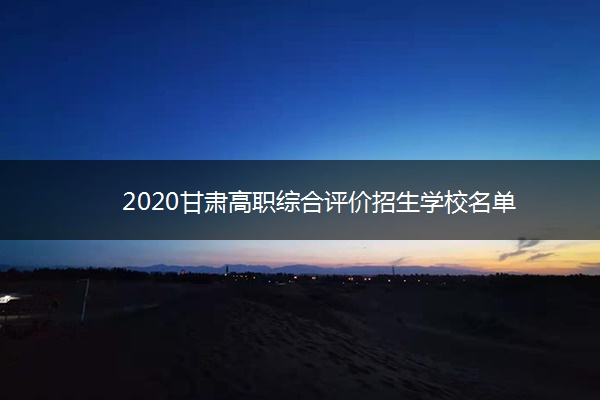 2020甘肃高职综合评价招生学校名单