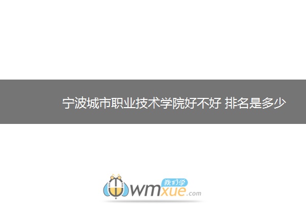 宁波城市职业技术学院好不好 排名是多少