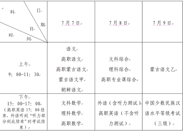 2020内蒙古高考外语口试时间公布