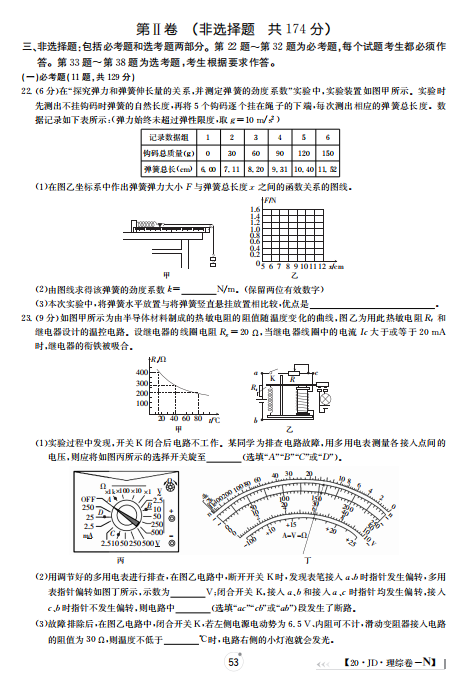 2020届百所名校高三理综模拟金典试卷