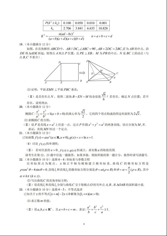 2020届陕西省高三理科数学线上模拟试题二