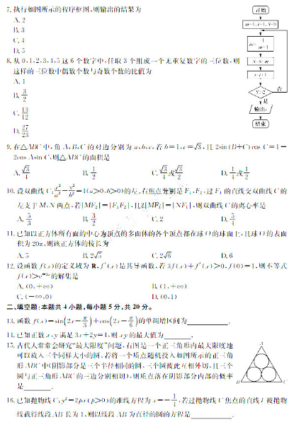 2020全国高考理科数学冲刺押题密题(含答案)