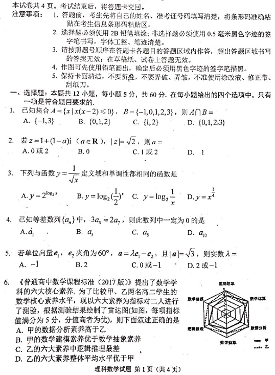 2020全国高考冲刺押题卷理科数学（含答案）