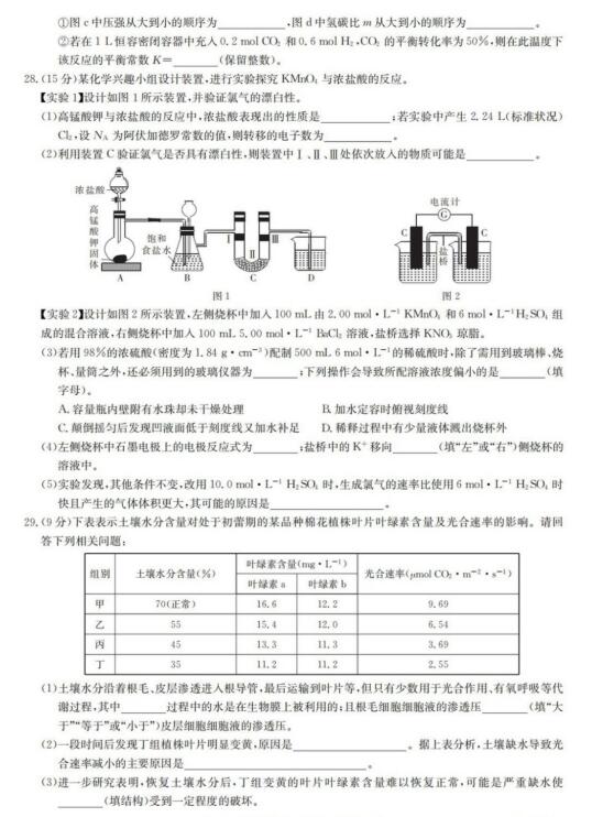 2020届陕西省高三理科综合模拟试题