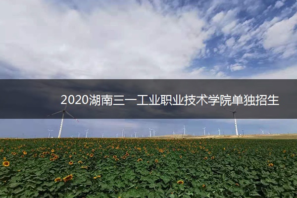 2020湖南三一工业职业技术学院单独招生简章