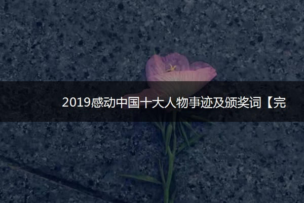 2019感动中国十大人物事迹及颁奖词【完整版】