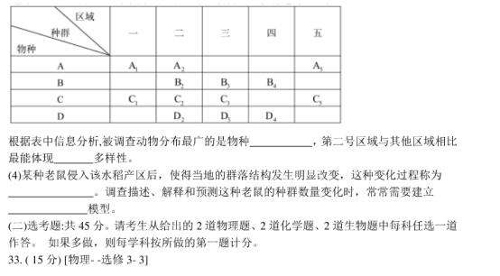 2020年全国高考理科综合押题预测密卷