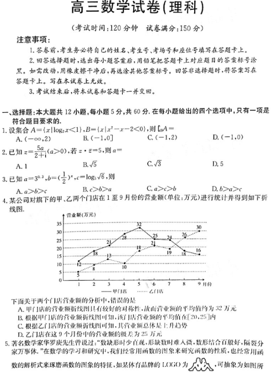 2020全国一卷理科数学联考试题（含答案）