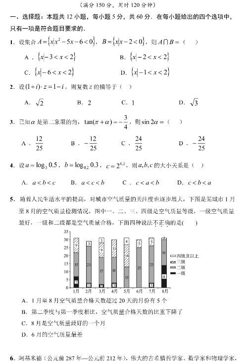 2020四川高考冲刺押题卷文科数学（含答案）