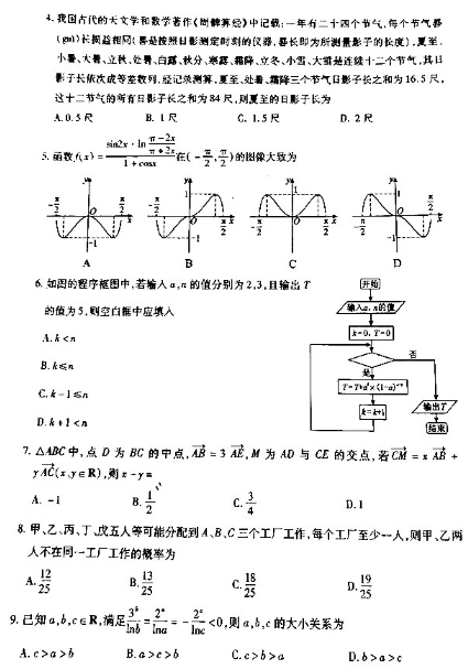 2020湖南高考理科数学模拟卷（含答案）