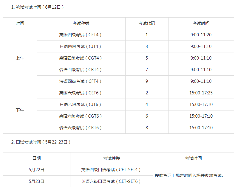 2021上半年黑龙江四六级考试什么时候进行