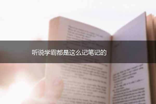 听说学霸都是这么记笔记的